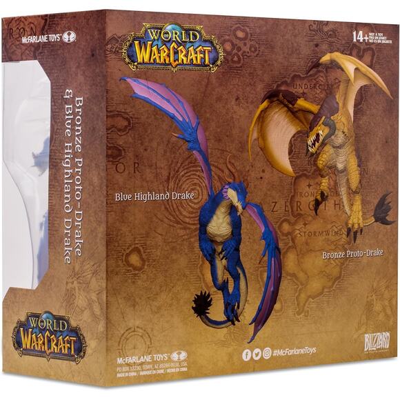 WORLD OF WARCRAFT Bronze Proto-Drake Blue Highland Drake 2pk 1:12 Scale NWT - Picture 3 of 9